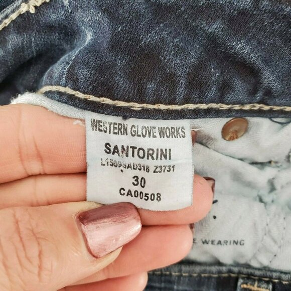 Silver Santorini Jeans Womens Size 30 Straight Leg Low‎ Rise Dark Wash 32 X 26 - Picture 10 of 10